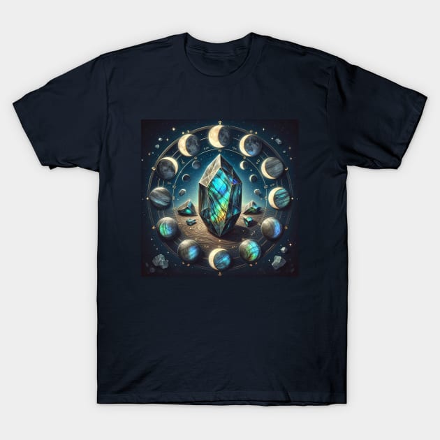 Laboradite crystal - phases of the moon T-Shirt by Pickledjo